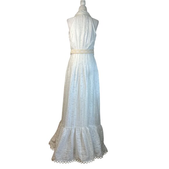 HEMANT AND NANDITA Tora Long Belt Buckle Dress in White X-Small New Maxi Gown - Picture 7 of 13